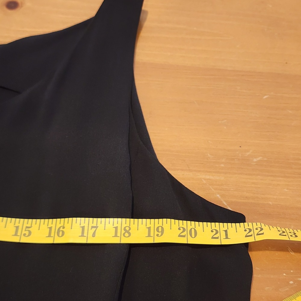 Eileen Fisher Silk Maxi‎ Dress Womens XL Black Georgette Crepe Flounce Hem NEW - Picture 6 of 11